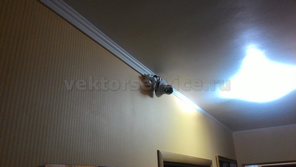 Установка поворотной IP камеры видеонаблюдения в квартире Бутово
