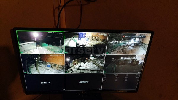 Установка видеонаблюдения на стройке в Калужской области. Вид с монитора